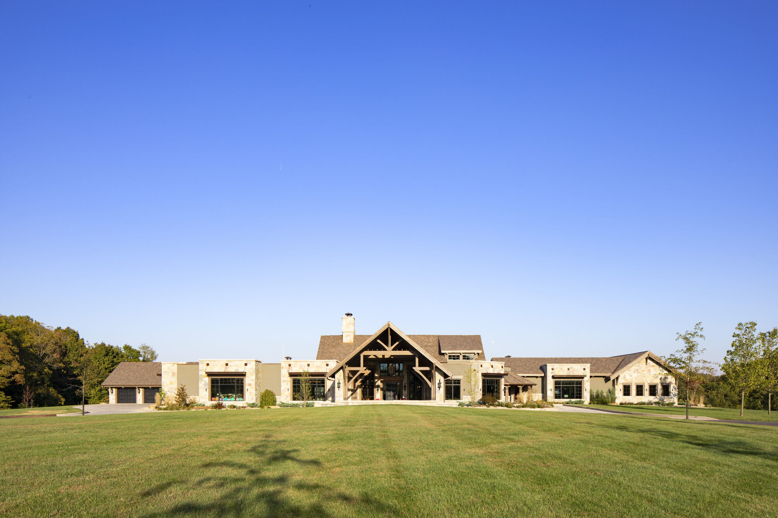 Paris, IL Timber Frame — oak timber frame home with hammer-beam trusses