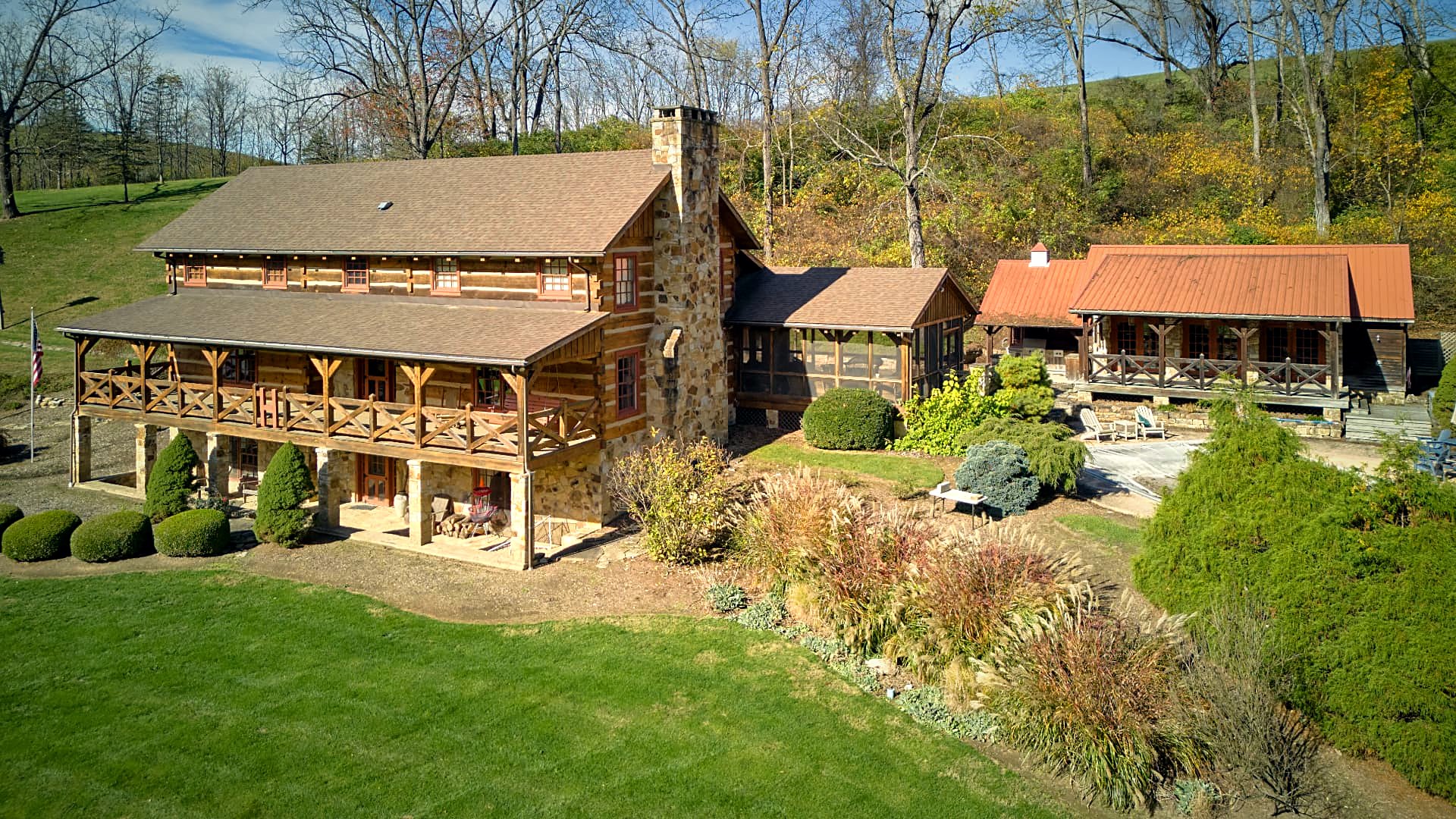 The full compound with driveway and secondary barn