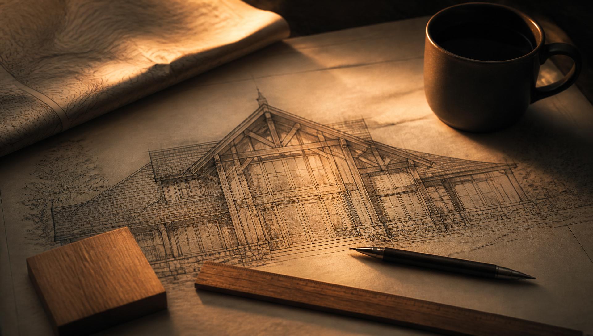 Hearthstone design drawings and timber layout