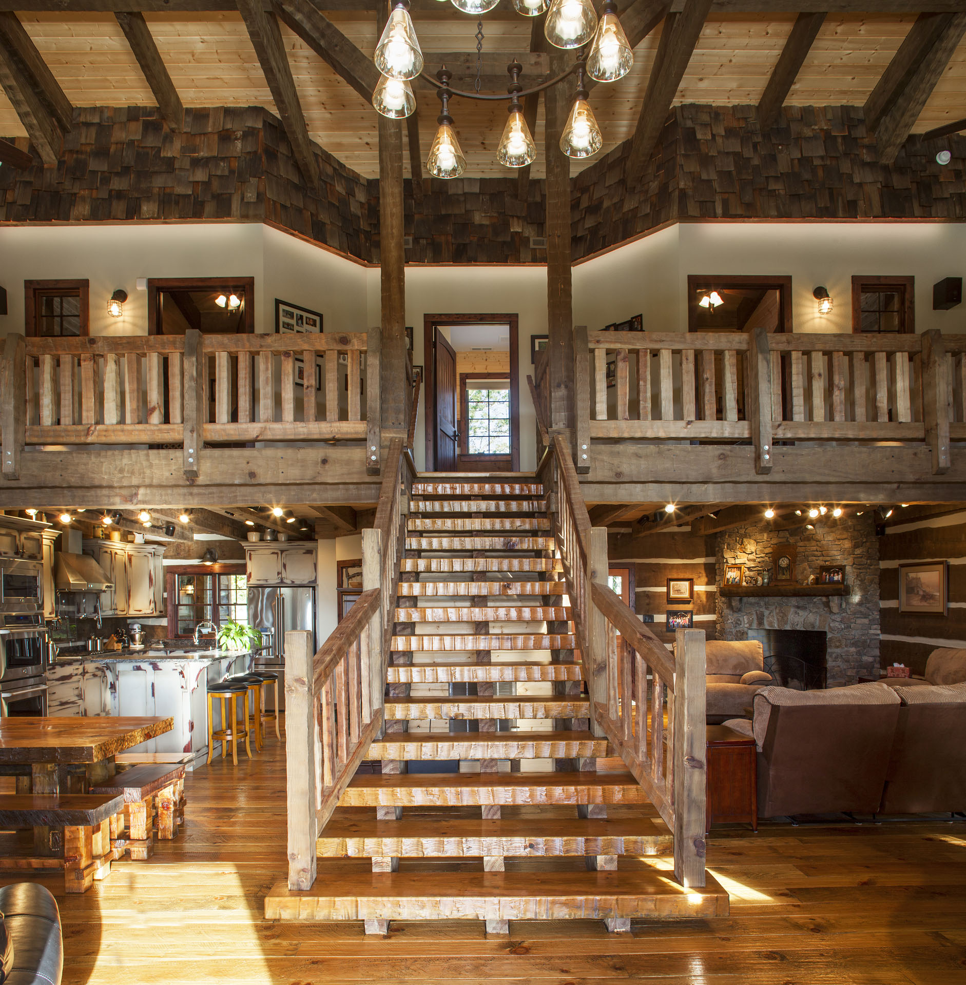 The Tom Thompson, MD Log Home — reclaimed hand-hewn logs, ridgetop pasture, Tennessee