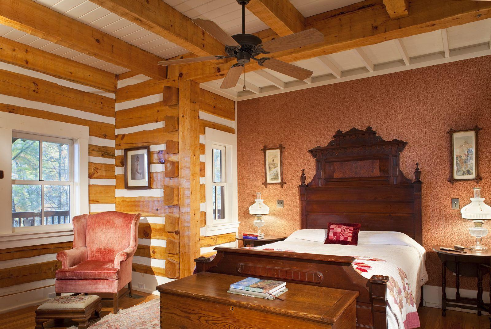 Hughes log home — long elevation at grade