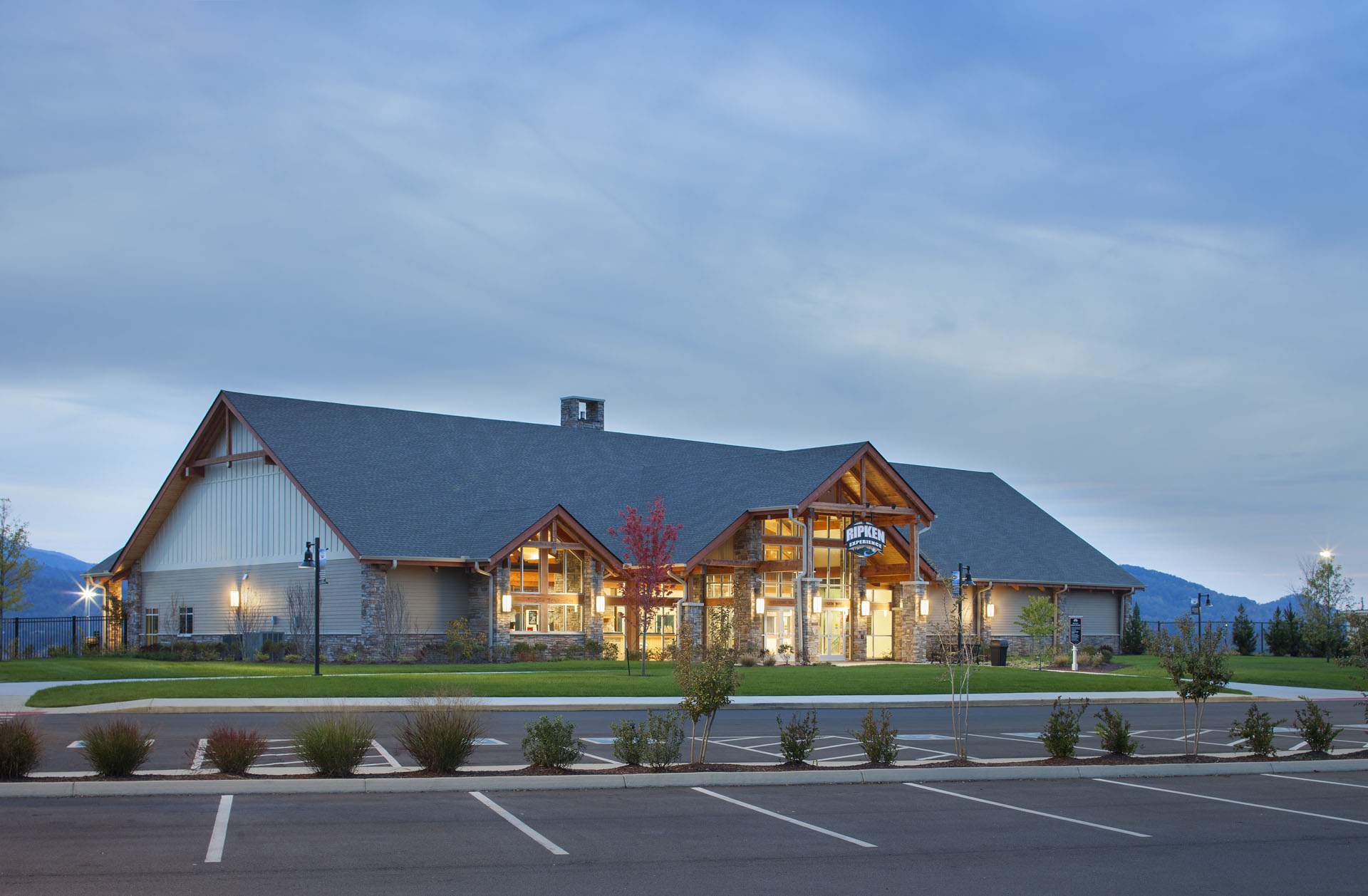 The Ripken Experience — heavy timber pavilions and clubhouses at the flagship youth-baseball complex
