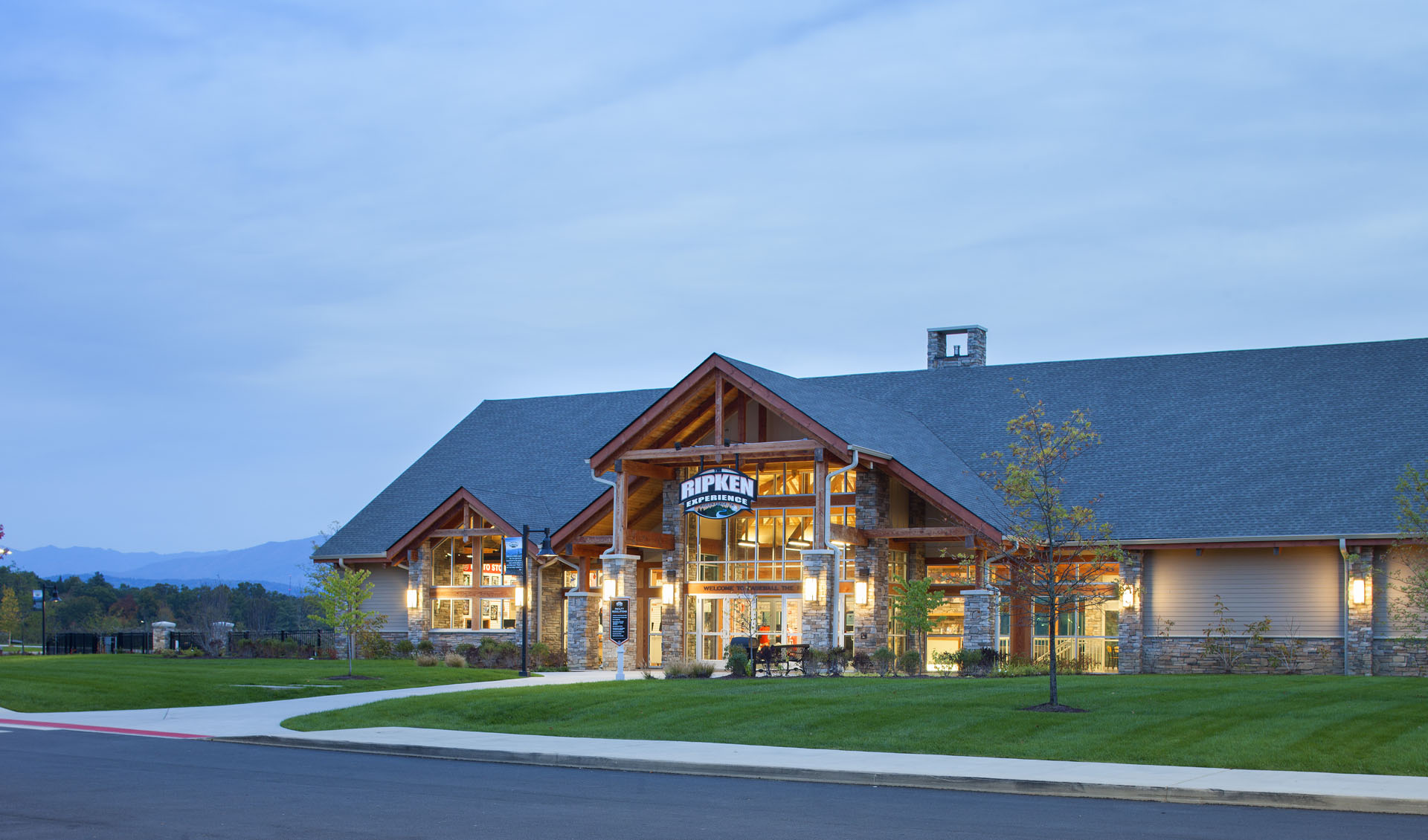The Ripken Experience — heavy timber pavilions and clubhouses at the flagship youth-baseball complex