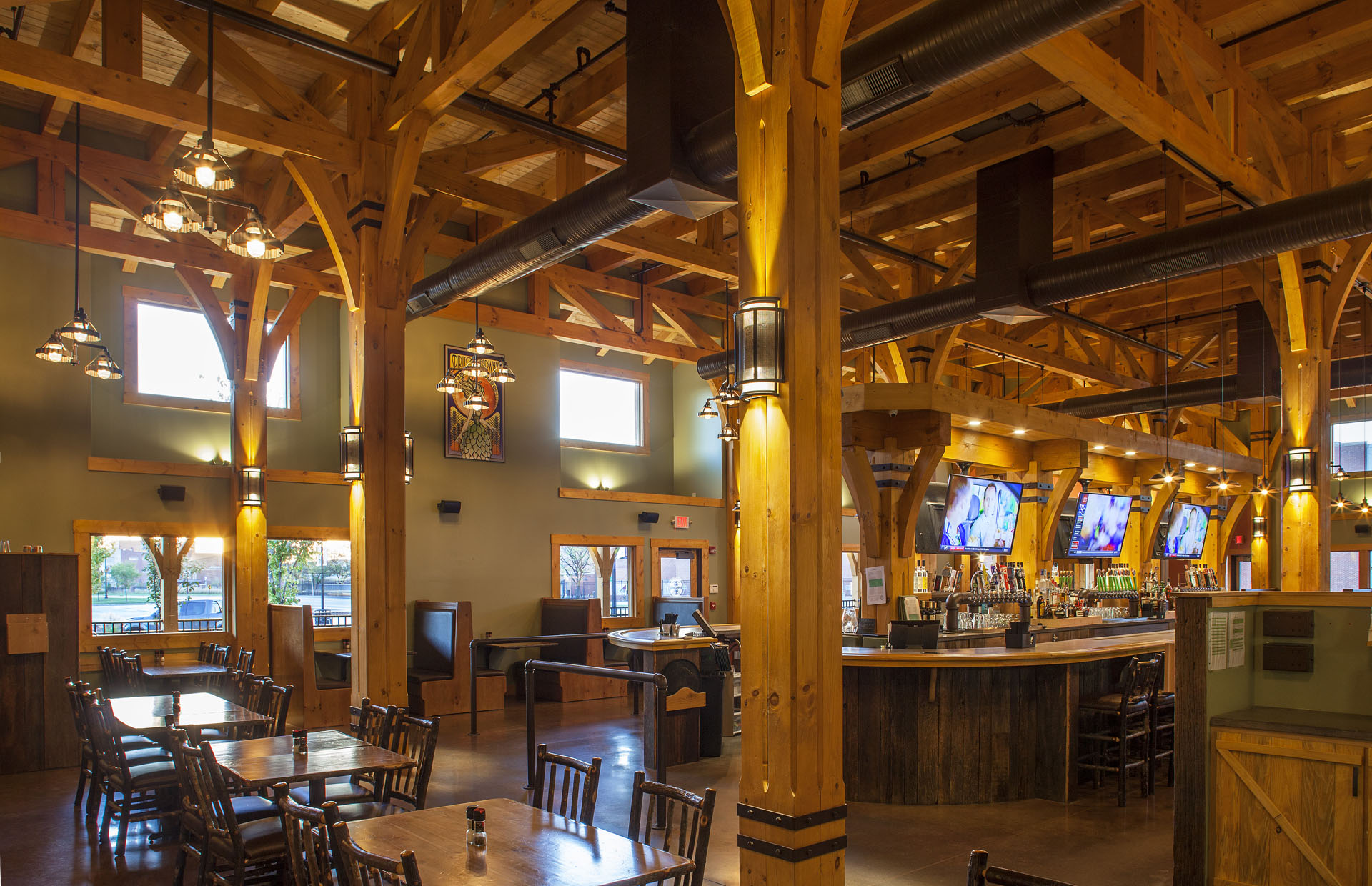 Big Woods Speedway — long view down the timber dining hall