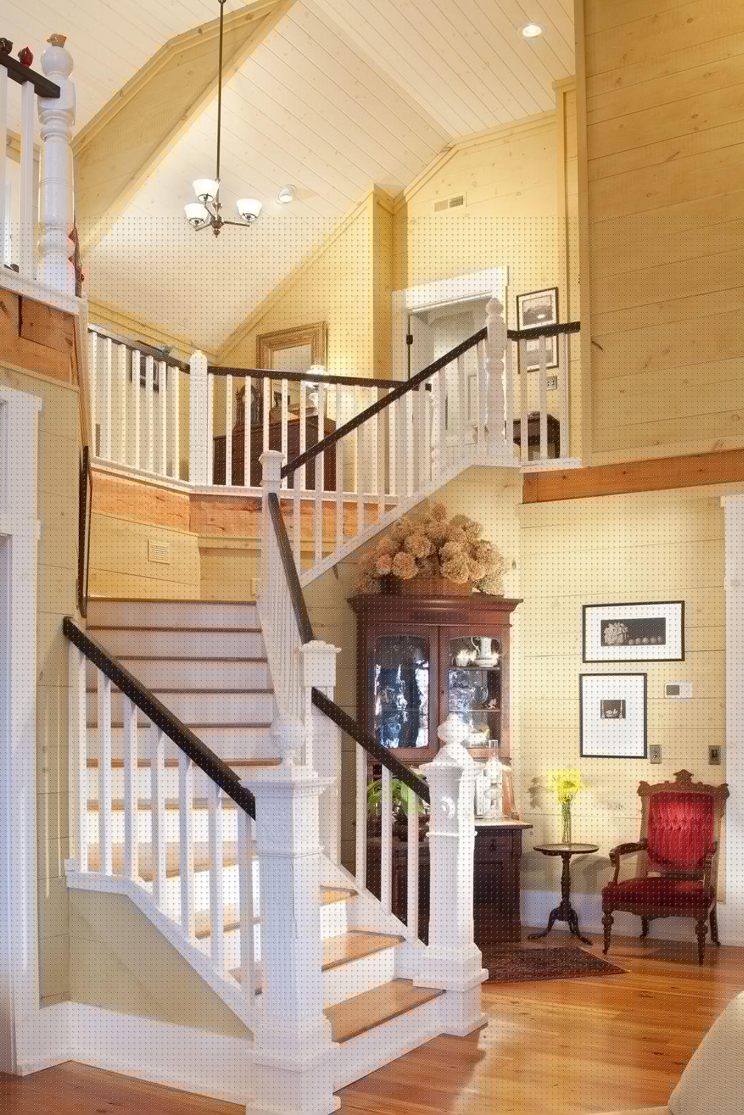Hughes log home — stair and loft