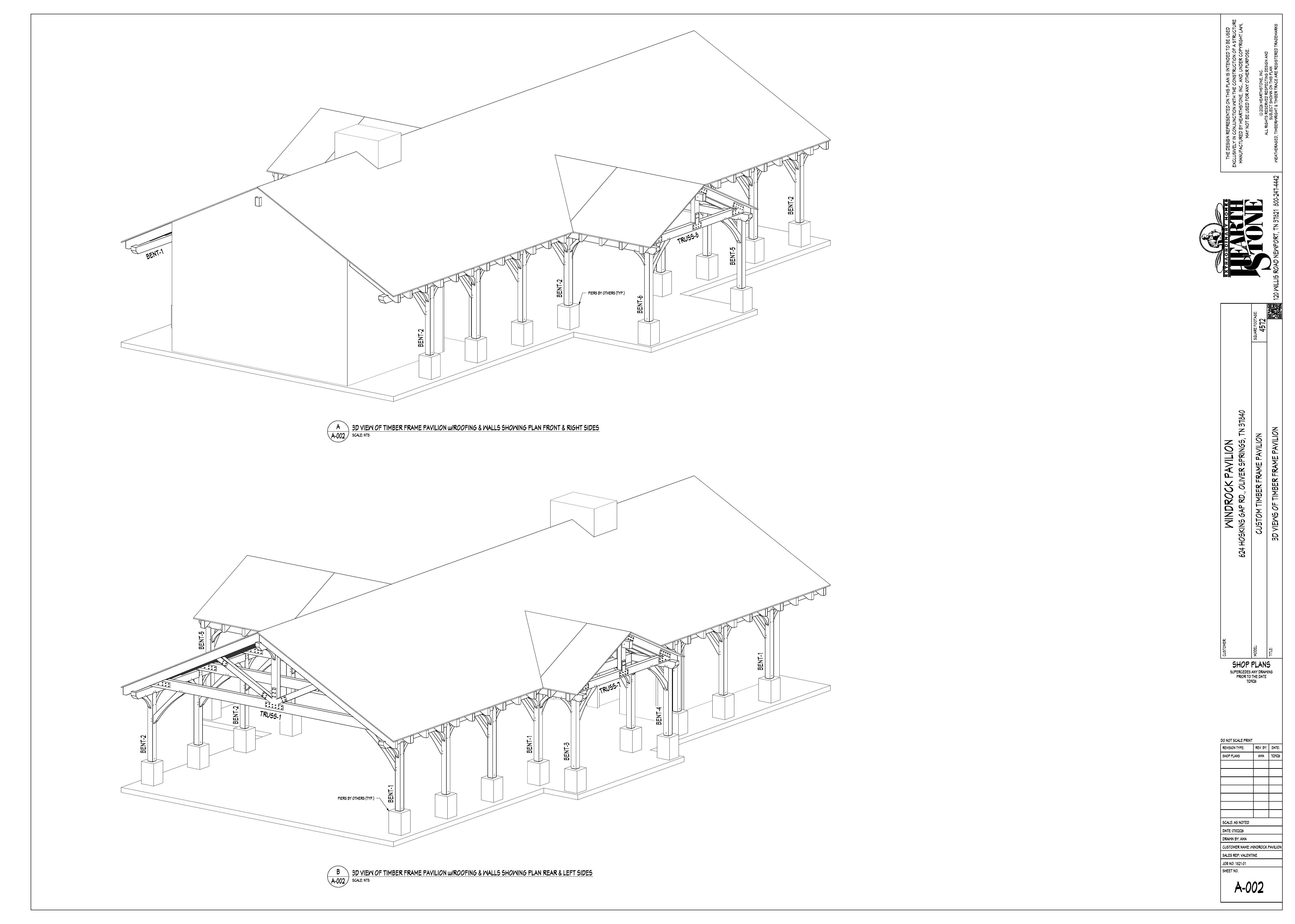 Windrock Park pavilion — production drawing sheet