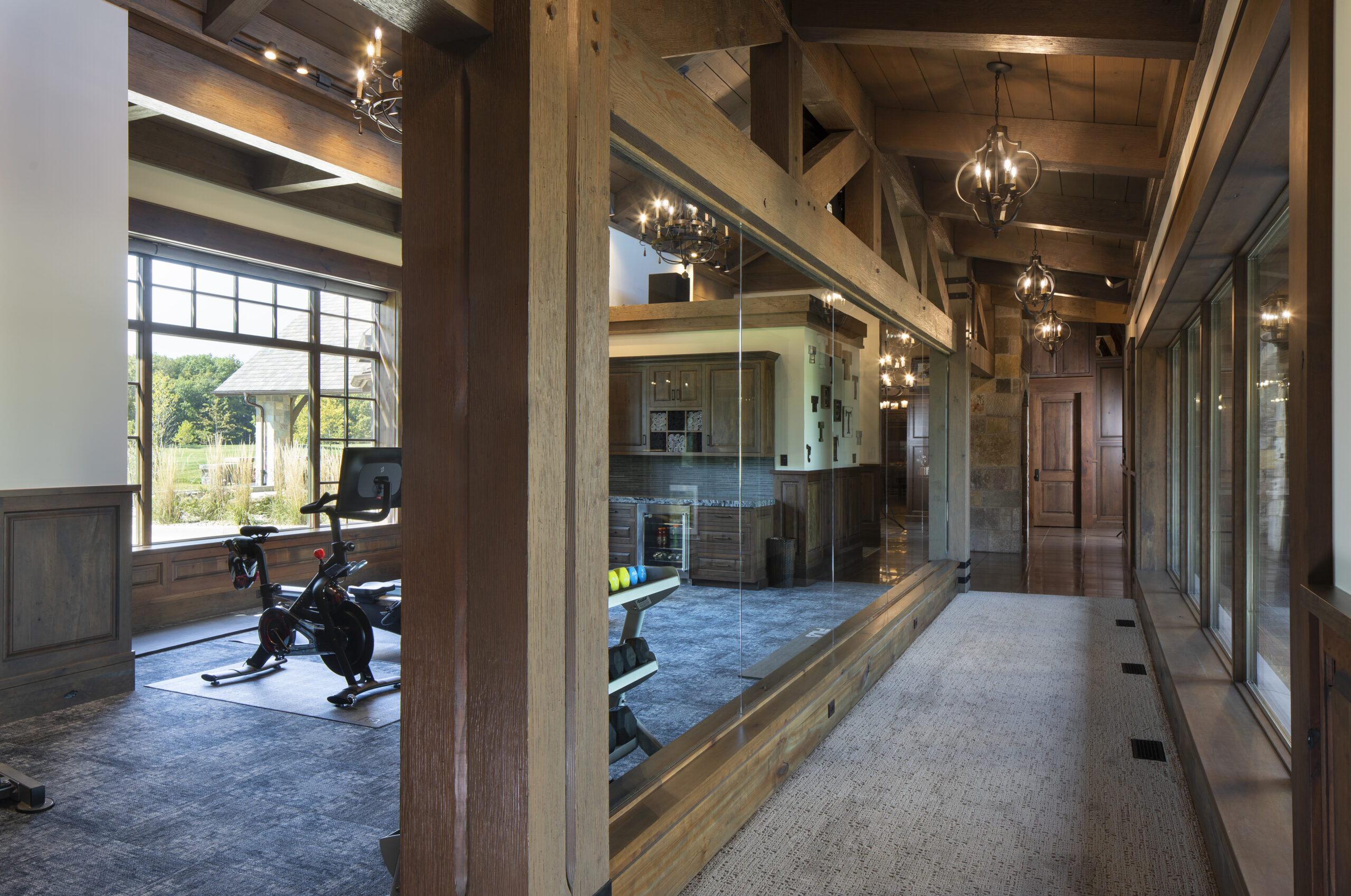 Paris, IL Timber Frame — oak timber frame home with hammer-beam trusses