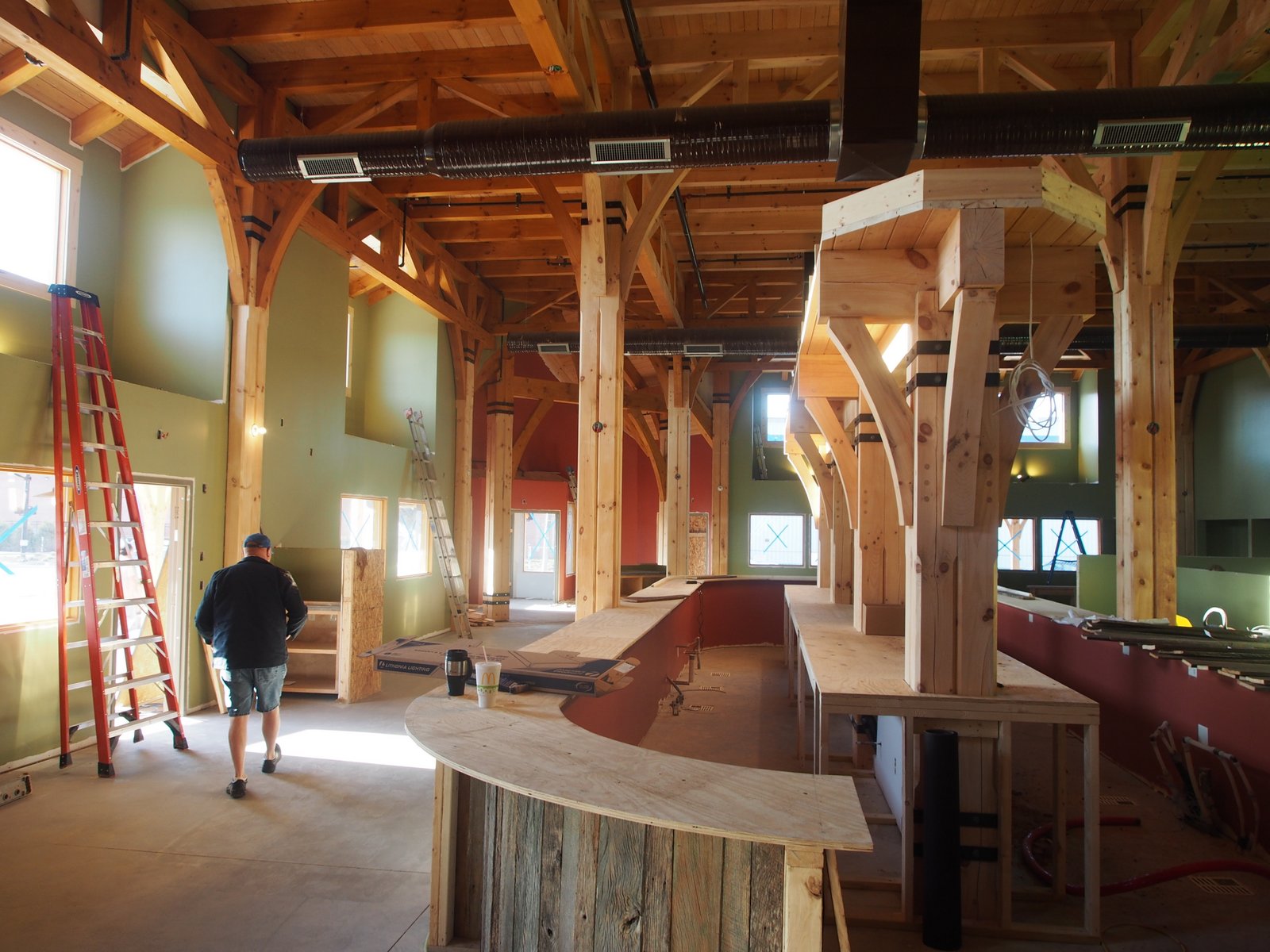 Big Woods Speedway — bar under construction inside the raised timber frame