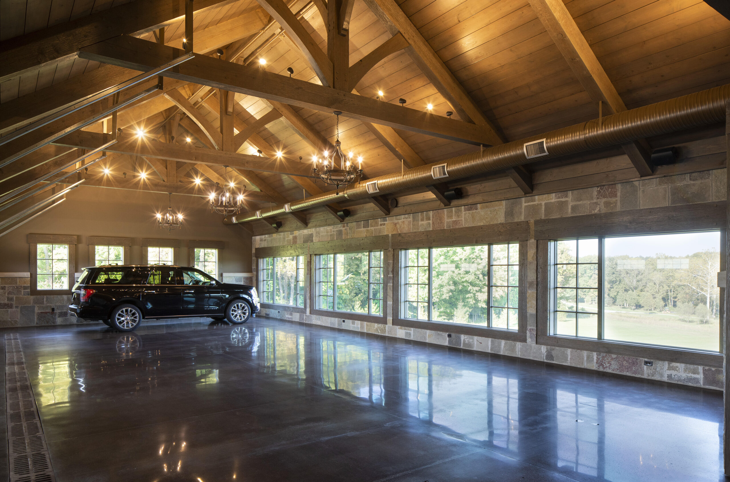 Paris, IL Timber Frame — oak timber frame home with hammer-beam trusses