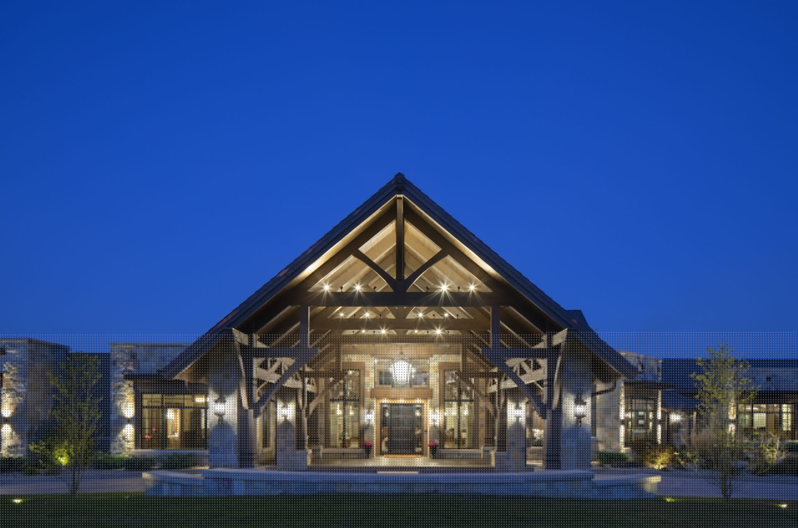 Paris, IL Timber Frame — oak timber frame home with hammer-beam trusses