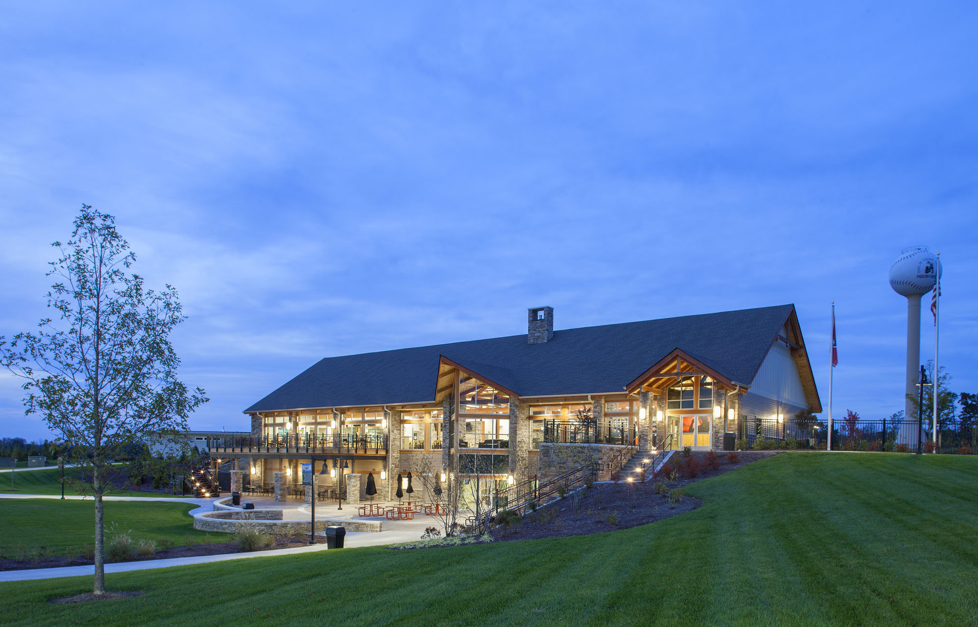 The Ripken Experience — heavy timber pavilions and clubhouses at the flagship youth-baseball complex