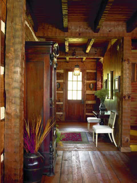 The Green Family Log Home — hand-hewn logs, aged interior finishes, Tennessee