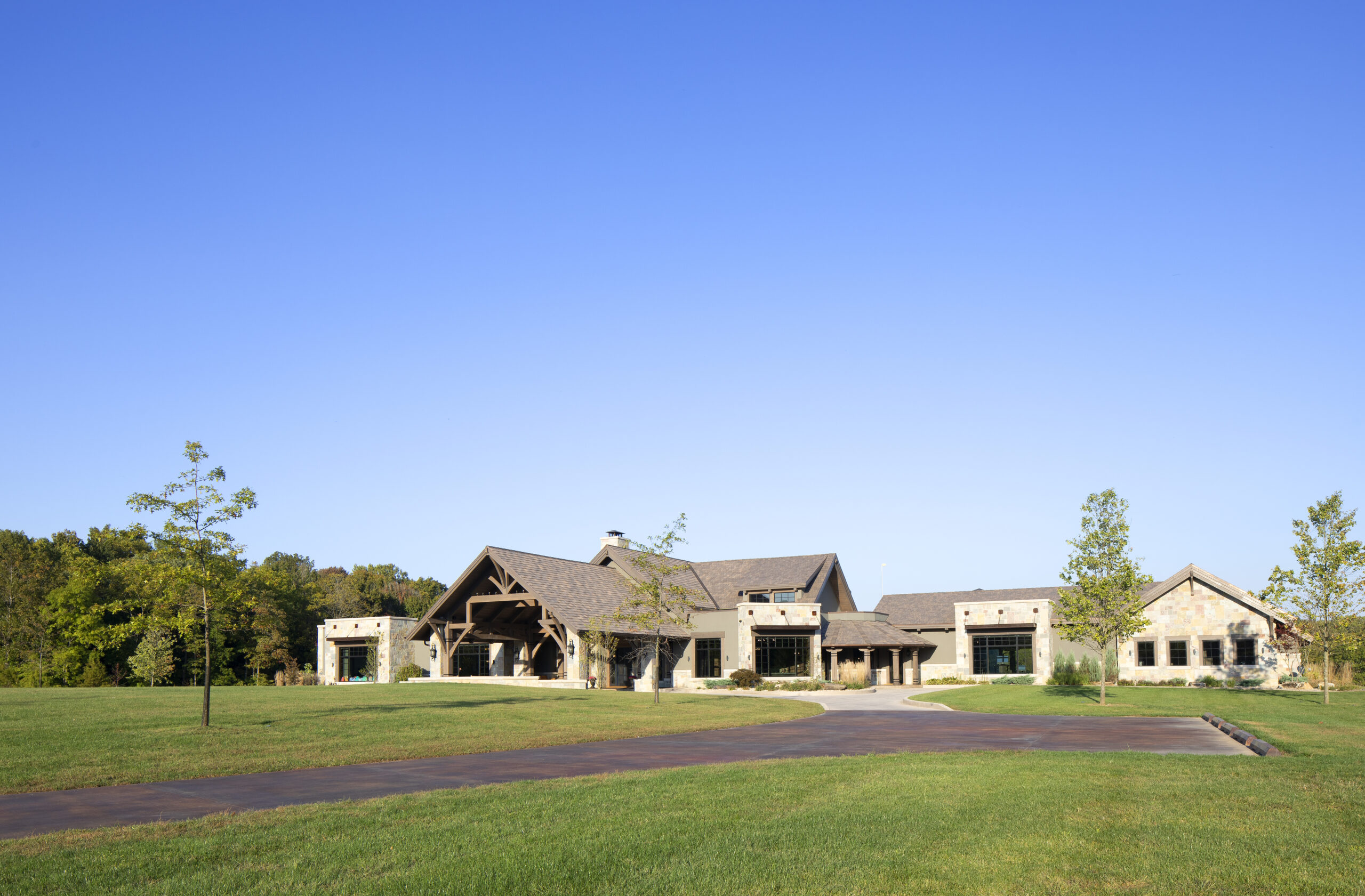 Paris, IL Timber Frame — oak timber frame home with hammer-beam trusses