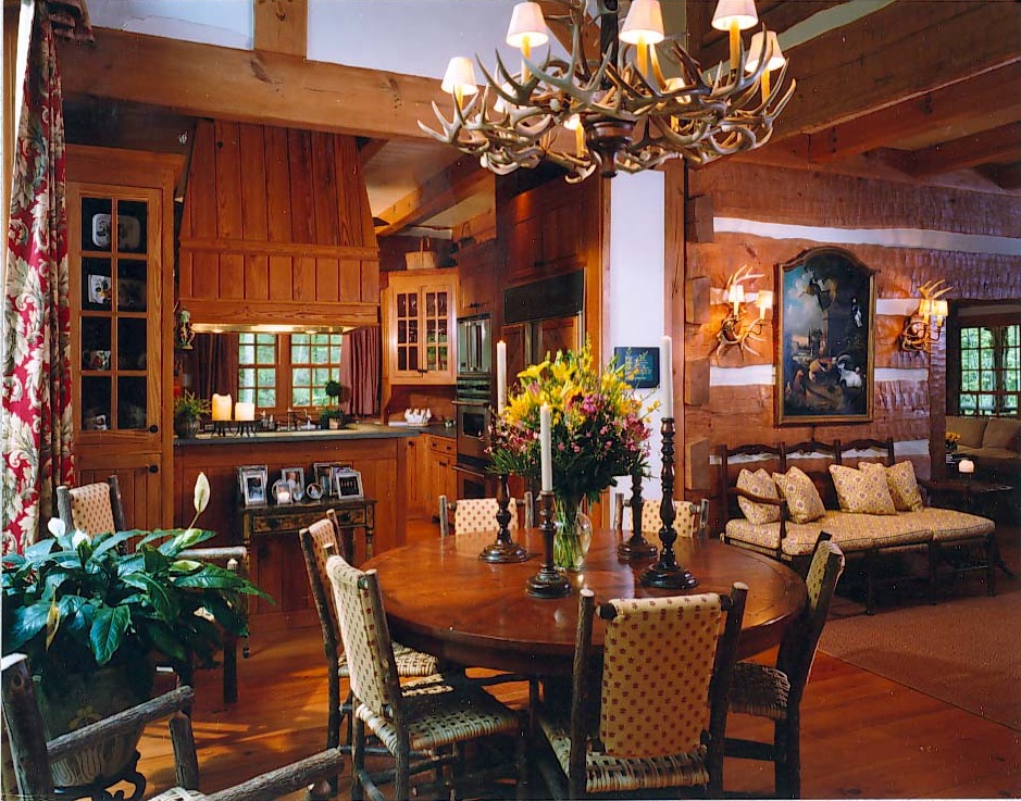 Jones Timberlake® — dining room with antler chandelier