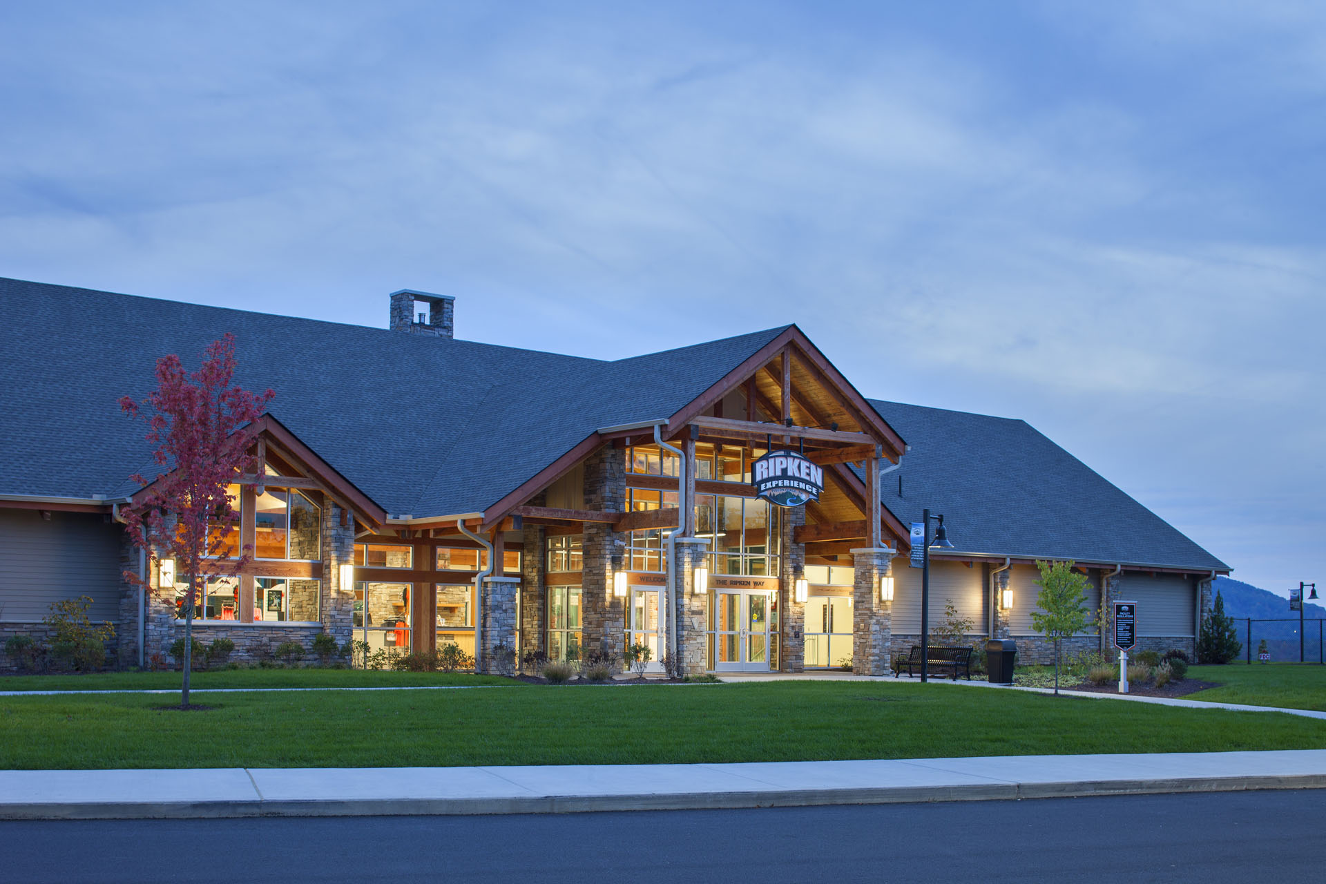 The Ripken Experience — heavy timber pavilions and clubhouses at the flagship youth-baseball complex
