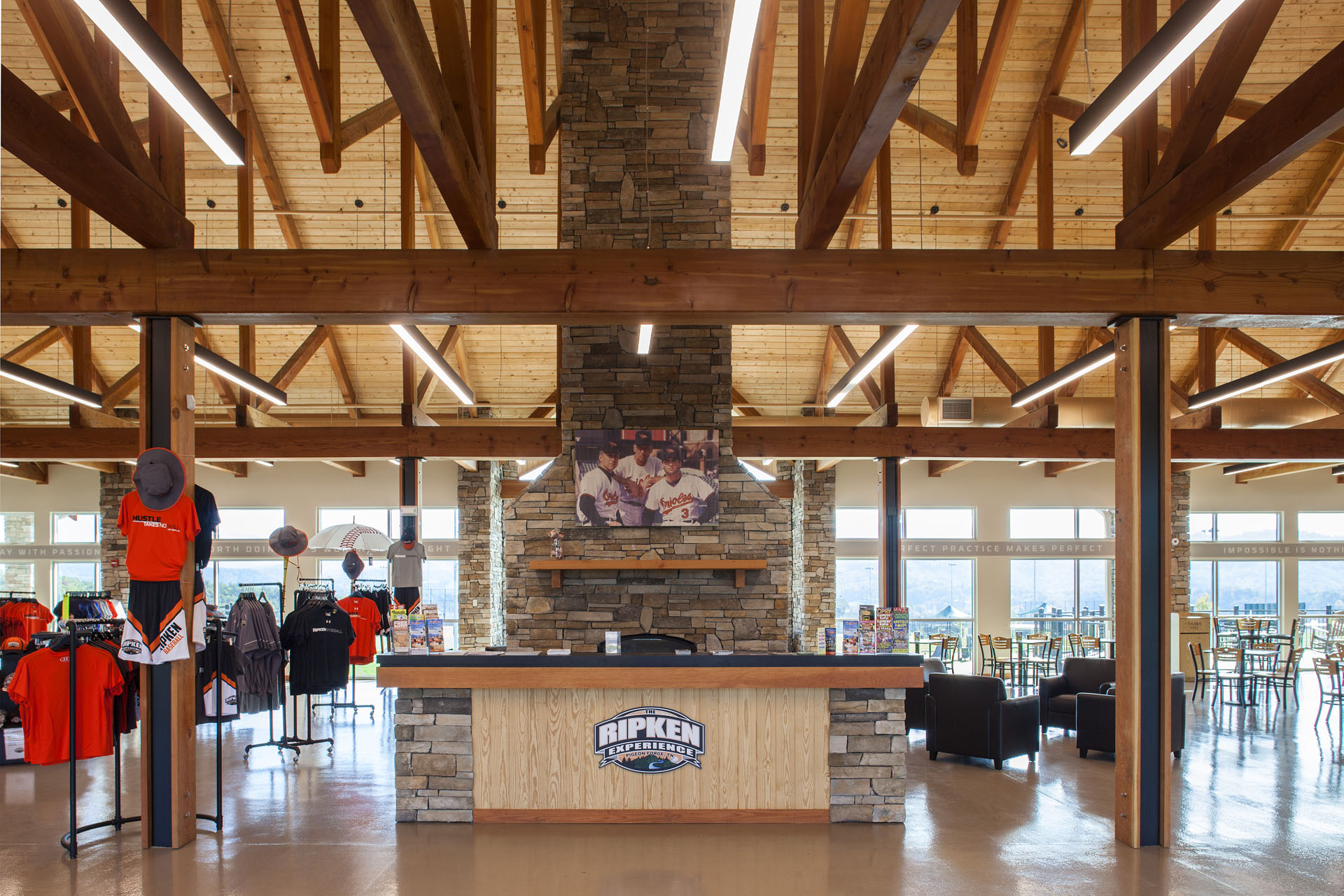 The Ripken Experience — heavy timber pavilions and clubhouses at the flagship youth-baseball complex