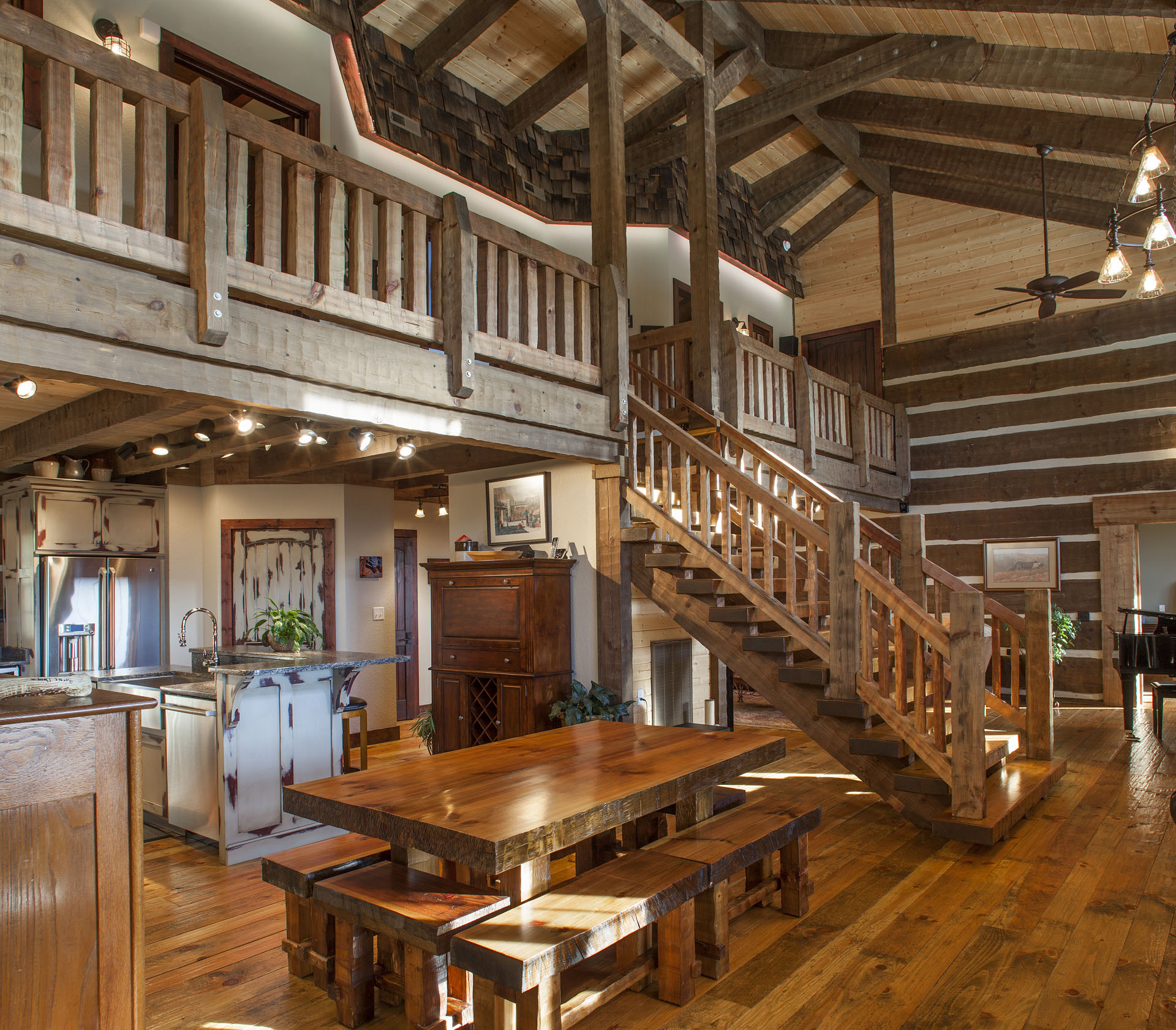 The Tom Thompson, MD Log Home — reclaimed hand-hewn logs, ridgetop pasture, Tennessee