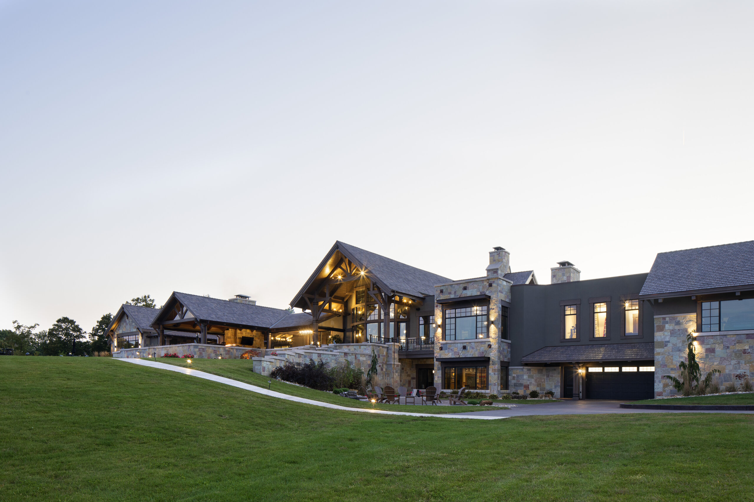 Paris, IL Timber Frame — oak timber frame home with hammer-beam trusses