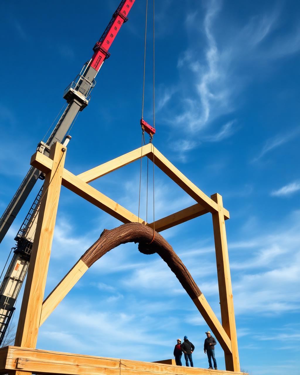 Timber frame raising on site